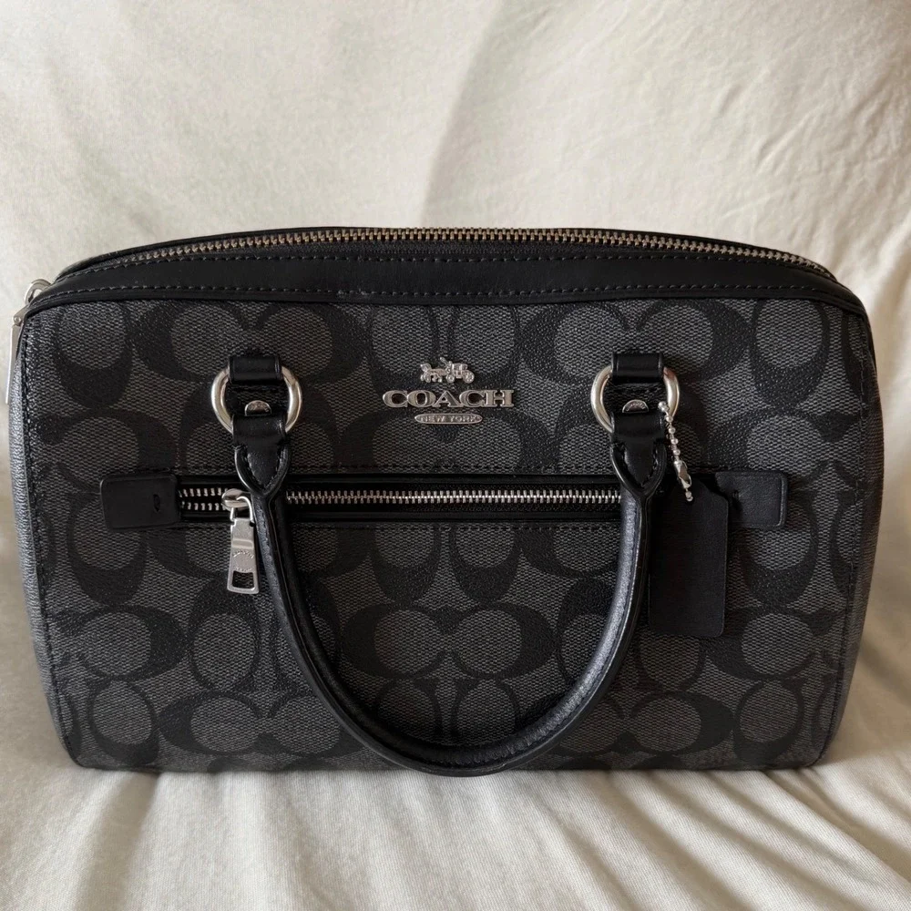 Coach Black and Charcoal Signature Satchel